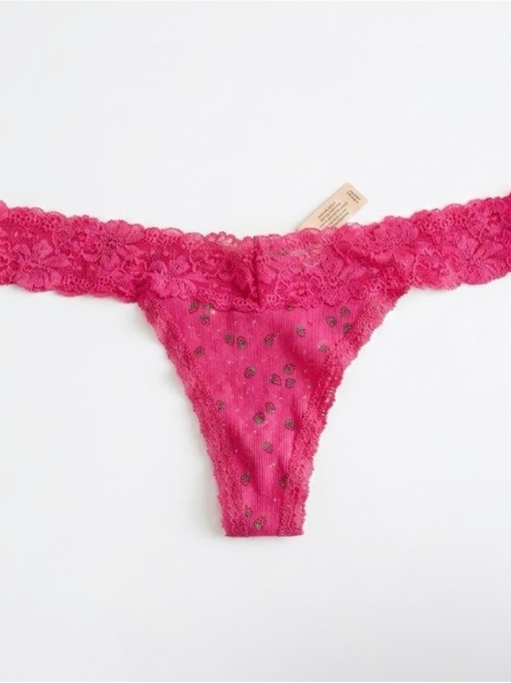 VS Victoria’s Secret PINK Hot Pink Lace Thong Panties Strawberry Sexy Underwear